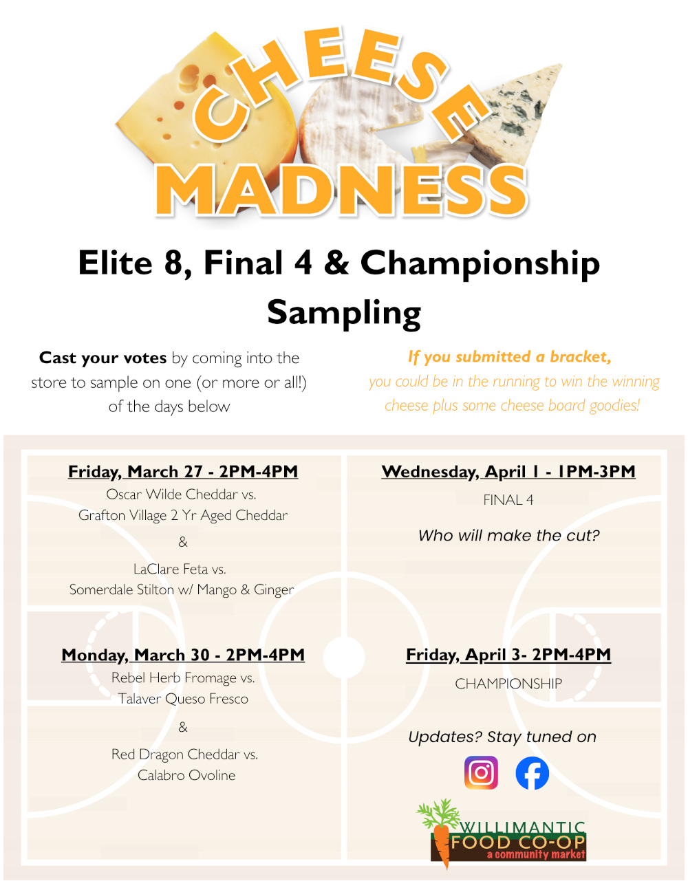 WFC Cheese Madness 2026 Schedule